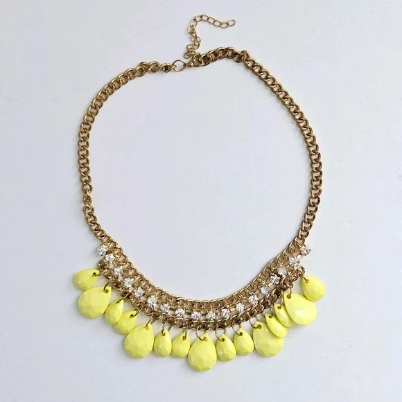 Statement Necklace Goldtone Rhinestone Beaded Retro Cocktail Midcentury Classic