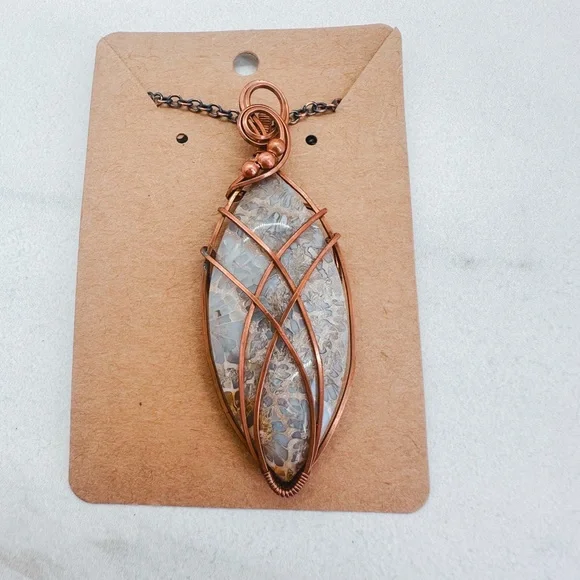 Fossil coral wire wrapped necklace