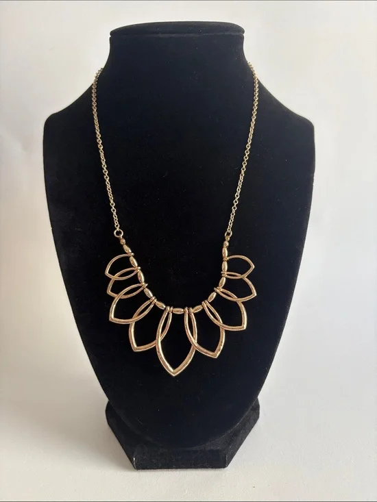Gold Petal Statement Necklace Layered Floral Women Jewelry