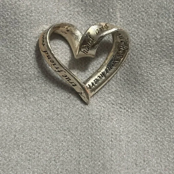 Sterling Silver LA Twisted Heart Slide Pendant Expression A True Friend