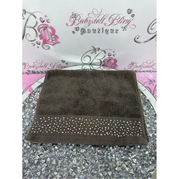 Bella Luxx grey Hand Towel with Rhinestone Accent