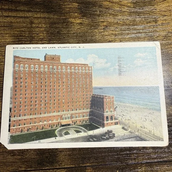 VTG Postcard Ritz Carlton Hotel Atlantic‎ City NJ Beach Boardwalk Circa 1922