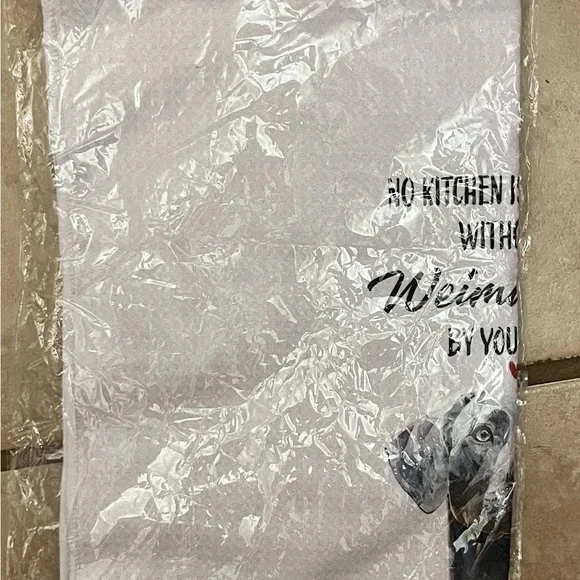 Waffle White Kitchen Towel with weimerweiner Dog Print