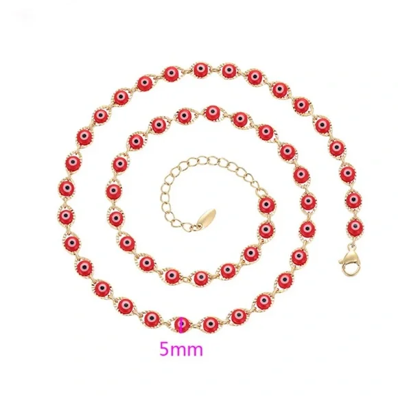 Red Evil Eye Necklace 14k Gold Plated Luxury Jewelry