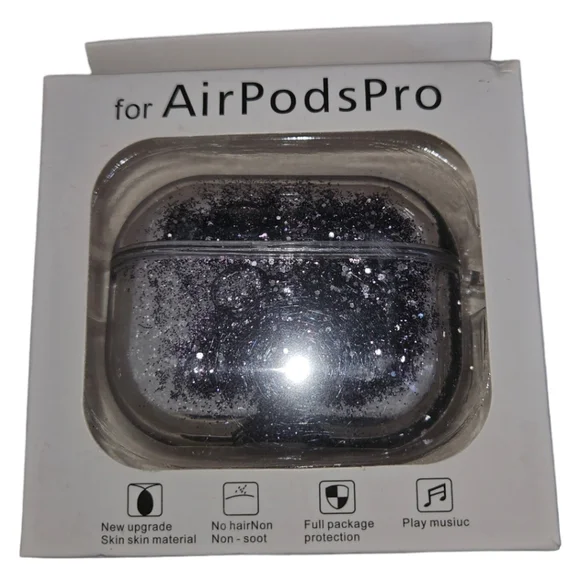 Apple Silver/Purple/Black Glitter Liquid Movement Airpod Pro Case Protector