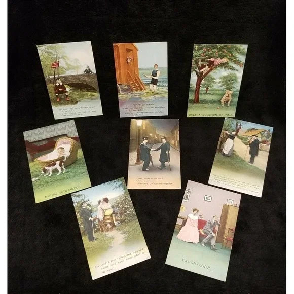Lot Of 8 Antique Early Bamforth Funny Postcards UNUSED, UNPOSTED‎