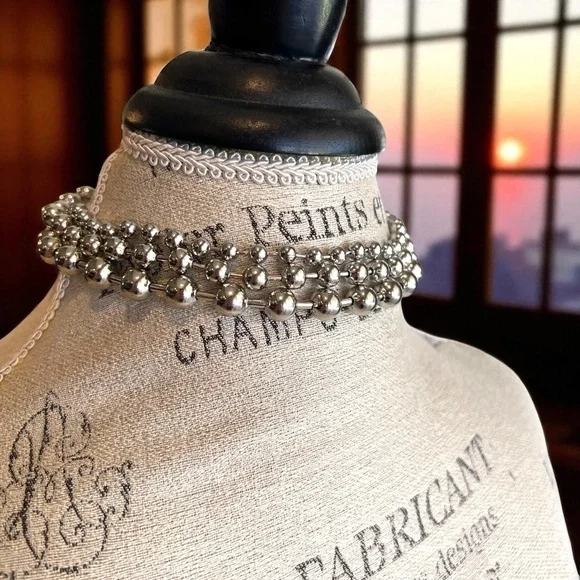 Ball Linked Chain Chunky Choker necklaces modern inspired look 3 different sizes
