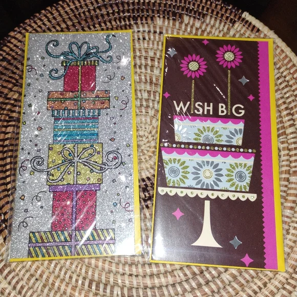2 Festive Birthday Celebration Greeting Cards NEW