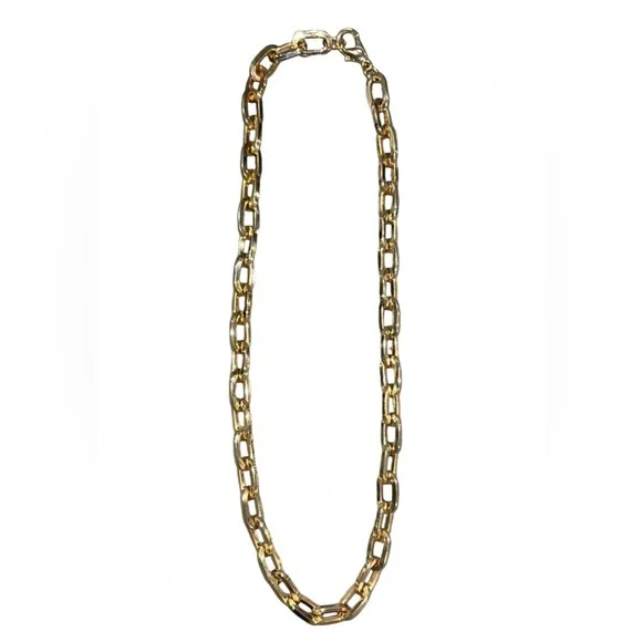 Gold tone chain necklace big link 80s estate sale