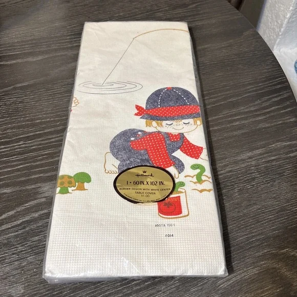 Hallmark Paper Party Little Boy Fishing Tablecloth Table Cover 60 X 102