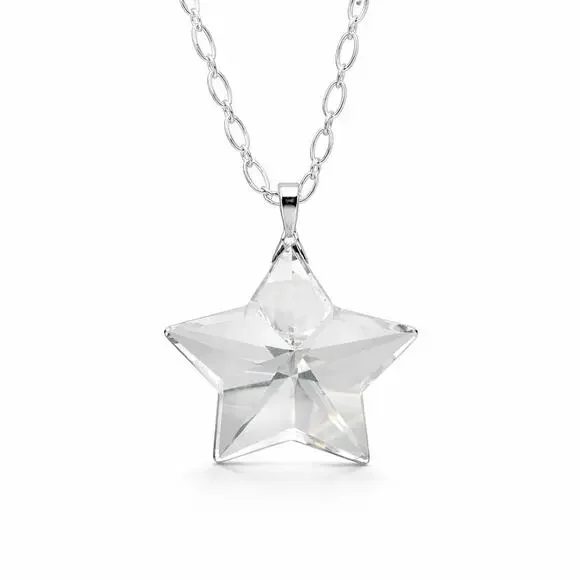 Tiffany & Co. Crystal Star Pendant Necklace Sterling Silver Chain Gift Box