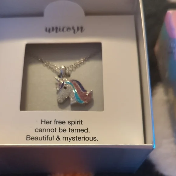 Kohl's Silver Unicorn Necklace with Multicolor Mane New.SALE. Reg $50