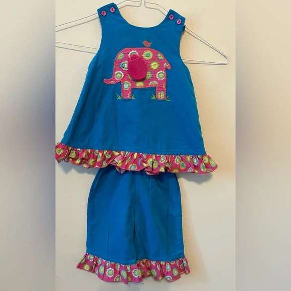 The Bailey Boys Blue Soft‎ Corduroy Elephant appliqué Size 12 M
