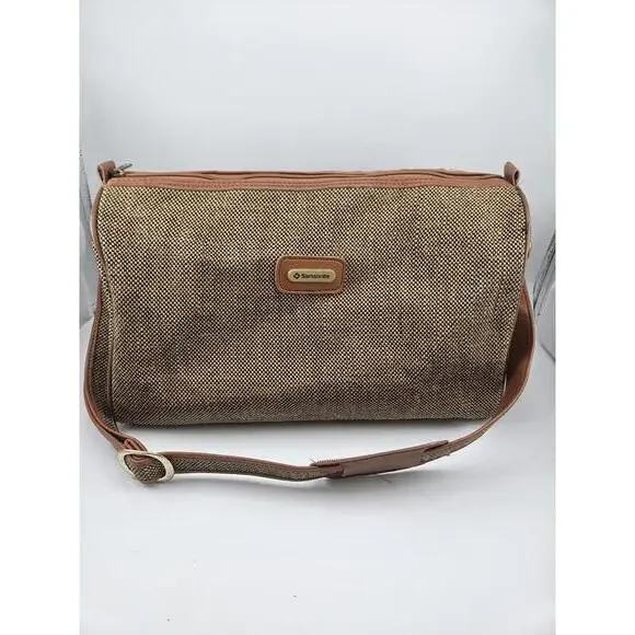 ​Vintage Samsonite Tapestry Duffle Bag Shoulder Strap 14 x 8.in Tweed Pattern
