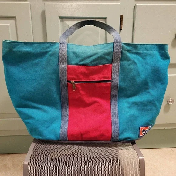 VTG 70s 80s Pepsi-Cola Soda XL‎ Canvas Boat & Tote Blue Red Zip Carry Bag RARE