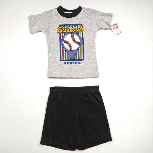 Vintage Great Gear Outfit Boys Sz 4 Gray Baseball Casual Basic 90s Sports