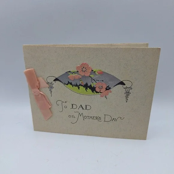 Vintage To Dad on Mothers Day Greeting Card with Ribbon Flower‎ Design