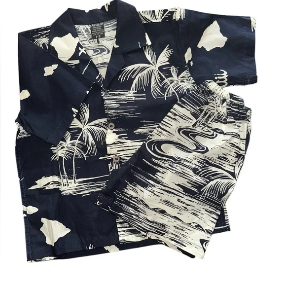 ⭐️NWT⭐️ Boy's Cabana Hawaiian Shirt and Short Set. Size 1-2( 18-24m)