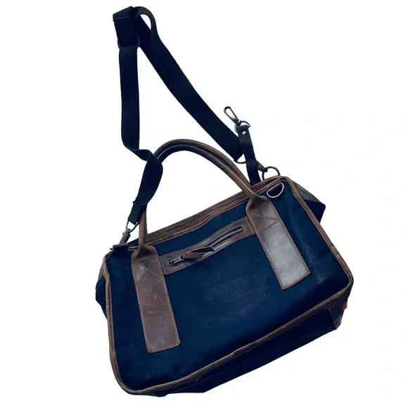 United by Blue Dark Brown leather and Canvas unisex Carryon Travel Overnight bag