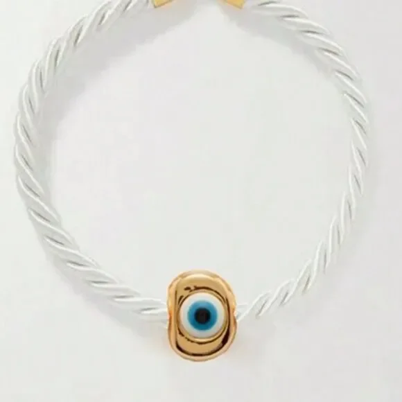 Free People Gold and White Evil Eye Necklace