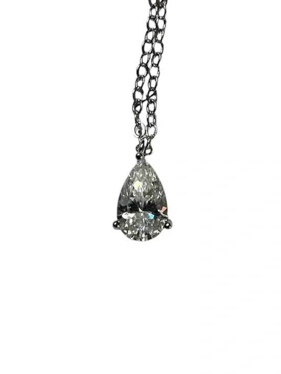 Moissanite 1.0 ct Delicate Silver Teardrop Layered Necklace - Women Jewelry