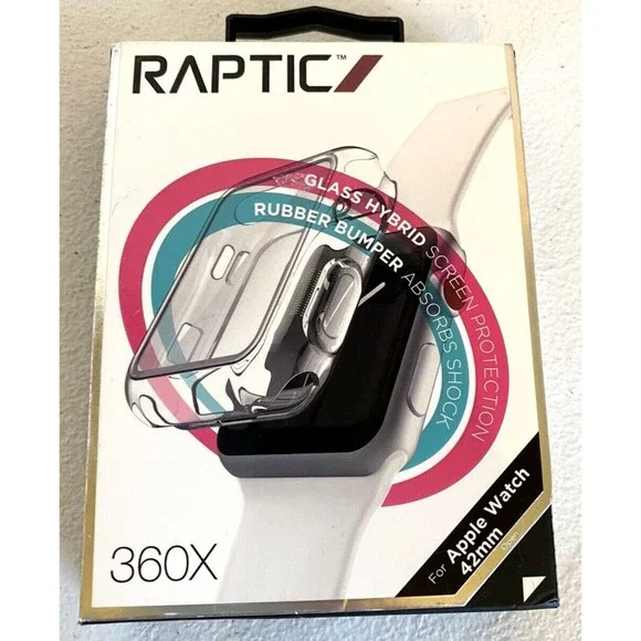 Raptic 360x Hybrid Screen Protector For Apple Watch 42mm Rubber‎ Bumper
