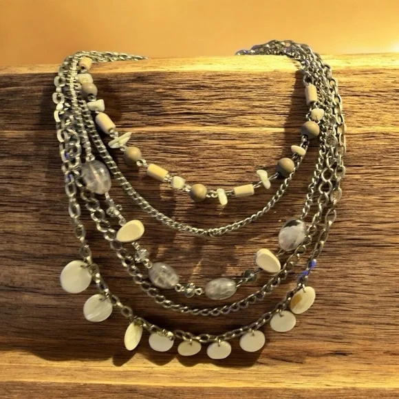 Chico's Silver Cream Layered Necklace