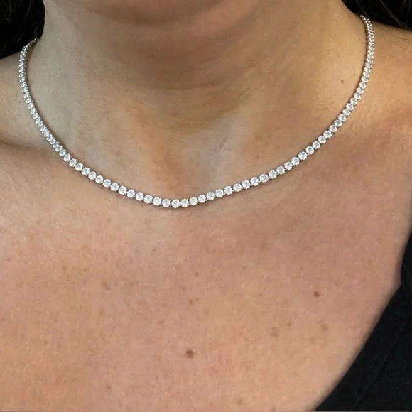 Sterling  Silver Tennis Necklace for Women 18”