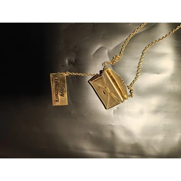 Gold Tone Envelope Necklace Anniversary Gift