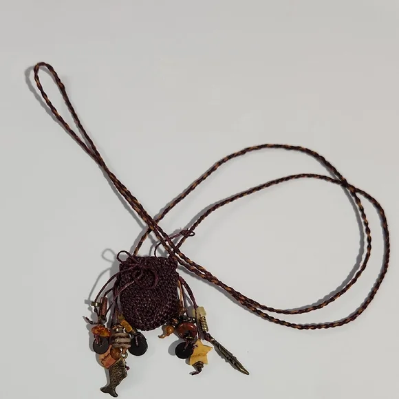 Hand Crafted Brown Necklace with Charms