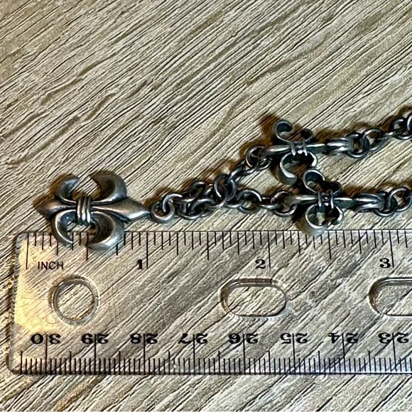 Fleur-de-Lis Oxidized Sterling Silver Artisan Signed Choker Necklace