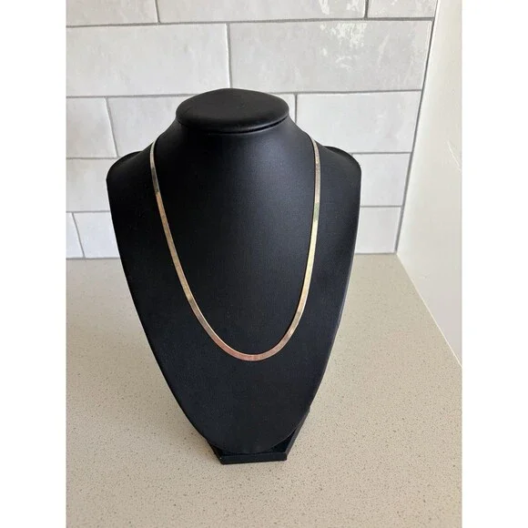 20” 5mm, Vintage Italian sterling silver necklace, Italy 925 herringbone chain