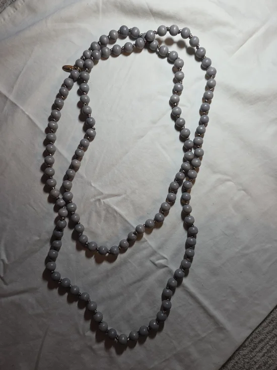 Plunder Gray Beaded Long Necklace