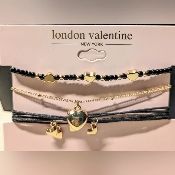London Valentine choker necklace set of  in golden and brown colors.NWT.