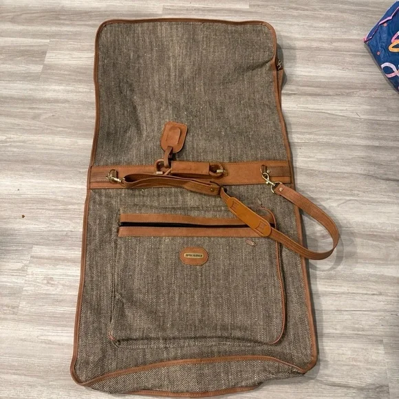 Vintage Fifth Avenue Brown Leather Trim Garment Bag