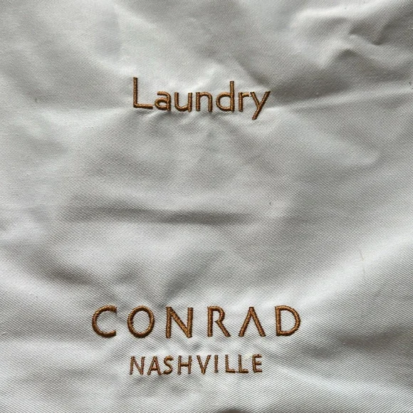 Conrad Nashville embroidered laundry bag twill drawstring white 15 x 22in