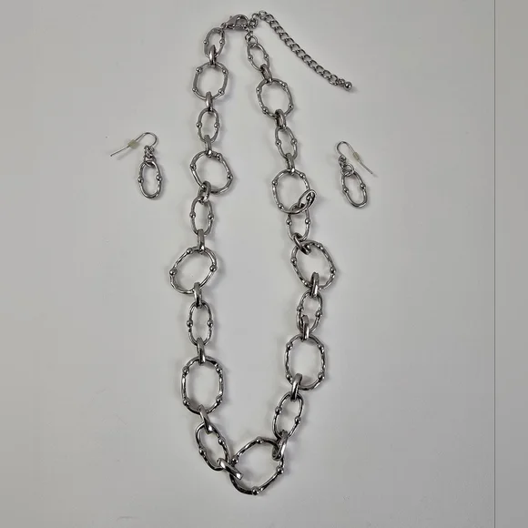 Silver Earrings and Necklace