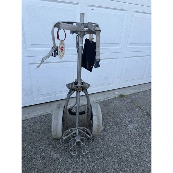 Vintage Browning Bag Boy Collapsible Golf Pull Cart Aluminum Antique Golf Caddy