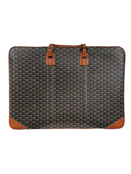 Goyard Brown Goyardine Canvas Leather Majordome 60 Travel Luggage Trunk Bag