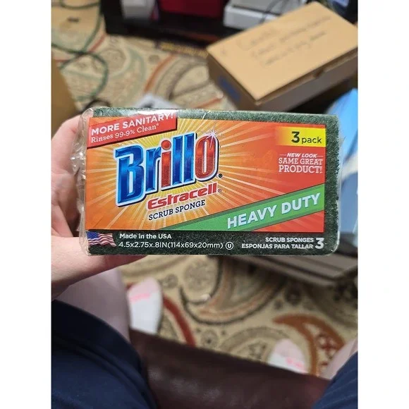 Brillo Estracell 4.5 In. x 2.75 In. Heavy Duty Sponge (3-Count) 21031 Brillo