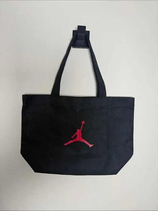 Jordan Black Canvas Tote with Red Jumpman Logo