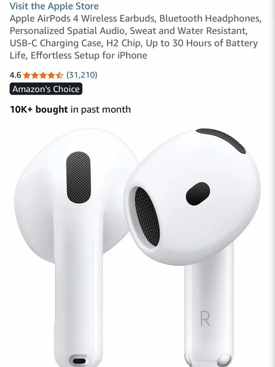 Apple White Wireless Earbuds with Black Speaker Grilles