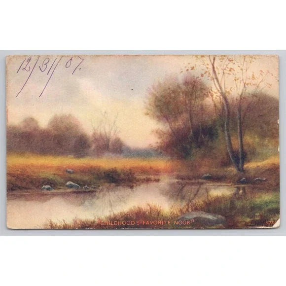 Vintage‎ 1908 Indian Mound Tennessee Postcard Childhoods Favorite Nook Landscape