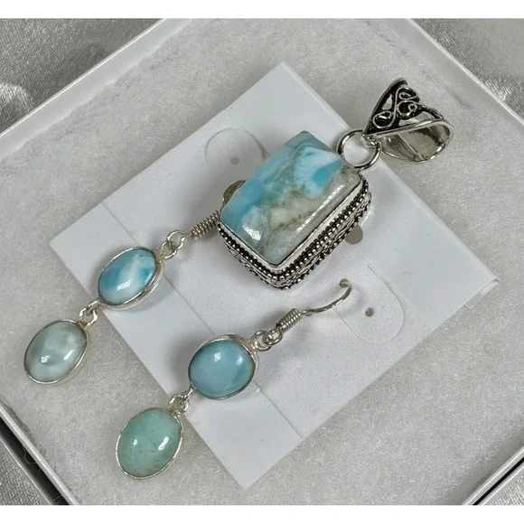 Larimar Pendant & Earring Gift Set — Limited‎ Edition