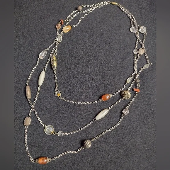 Vintage Multi-strand Beaded Charm Necklace