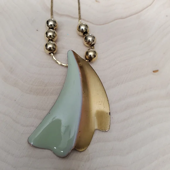 Gold Bead Illusion Horn Necklace