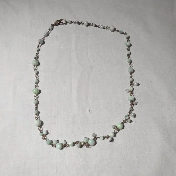 Vintage STERLING & Green‎ Quarts Bobble NECKLACE