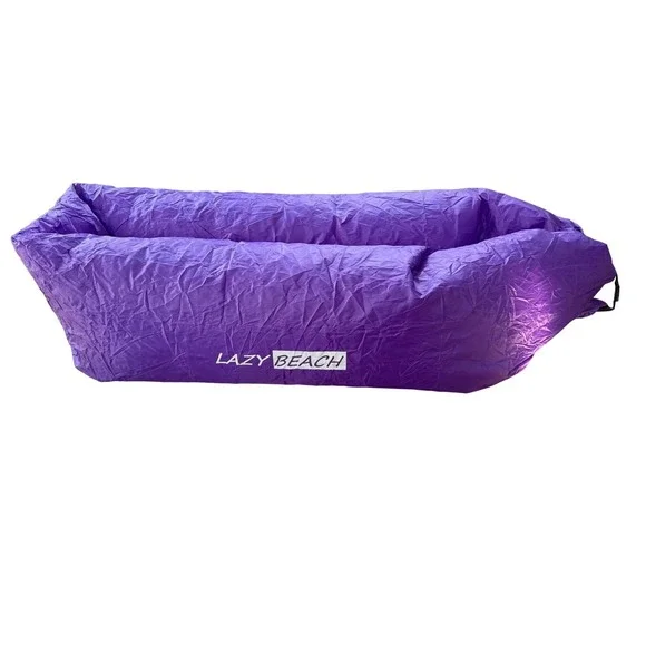 Lazy Beach Inflatable Air Lounger Sofa Purple Portable Wind Filled Seat Bag 6'