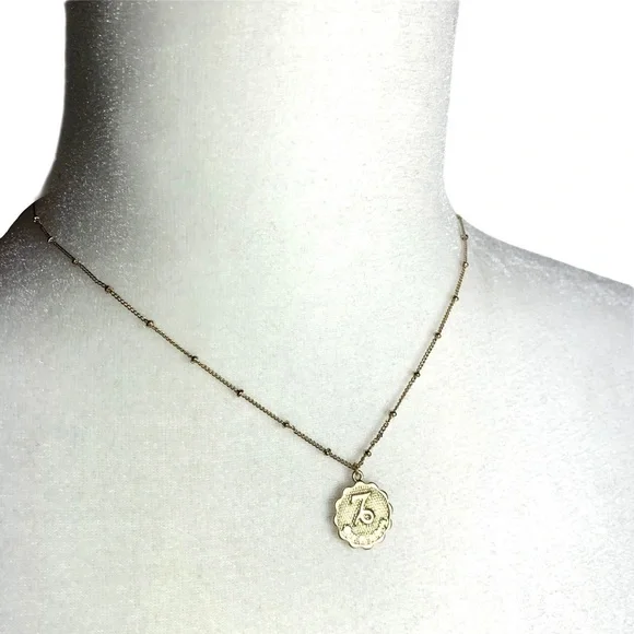 Gold Tone Capricorn Zodiac Short Length Necklace