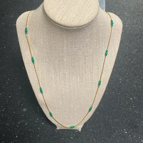 Sarah Coventry vintage 90s Gold Necklace with Green Accents